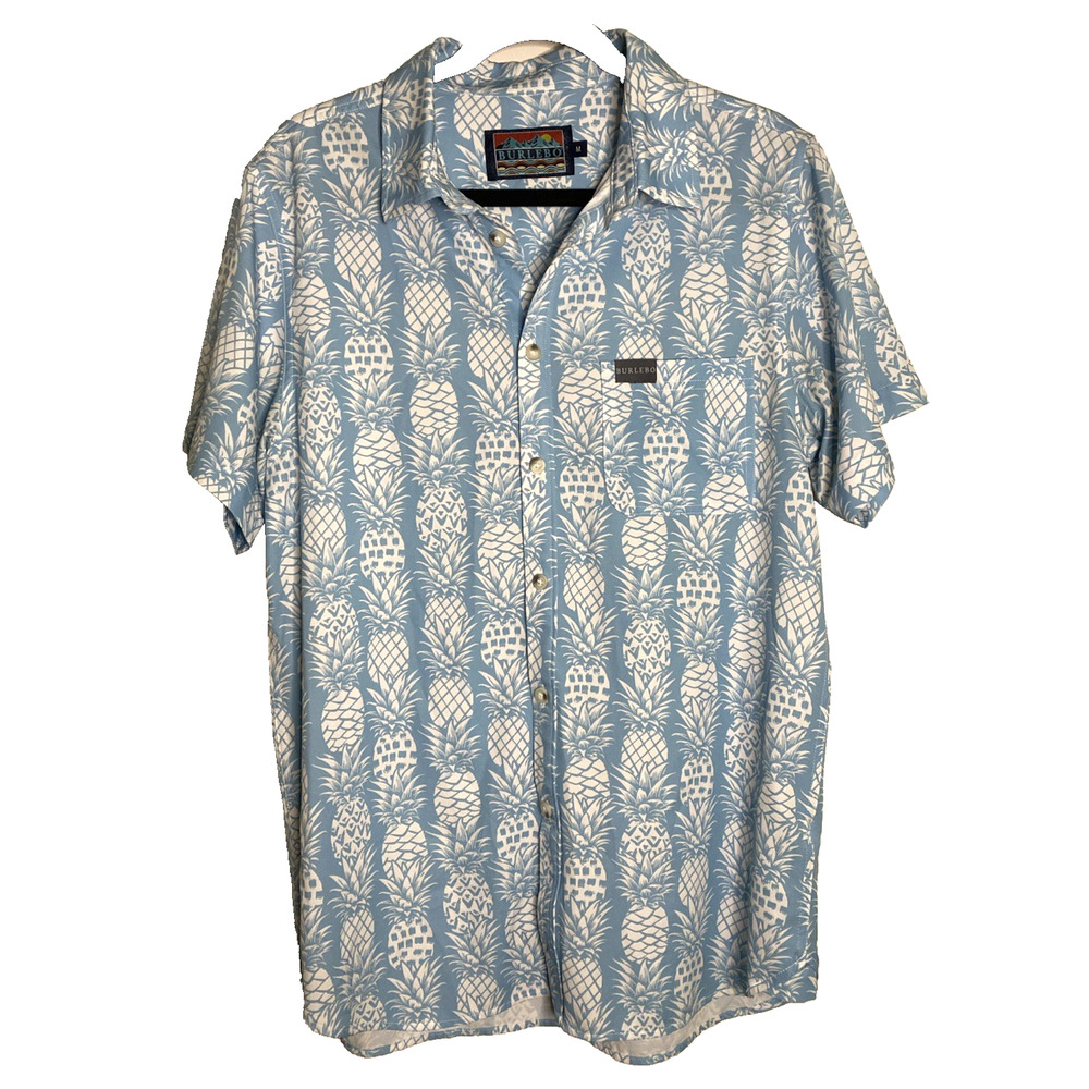 Burlebo Pineapple Button Up Shirt Men’s Size M Adventure Golf Athleisure